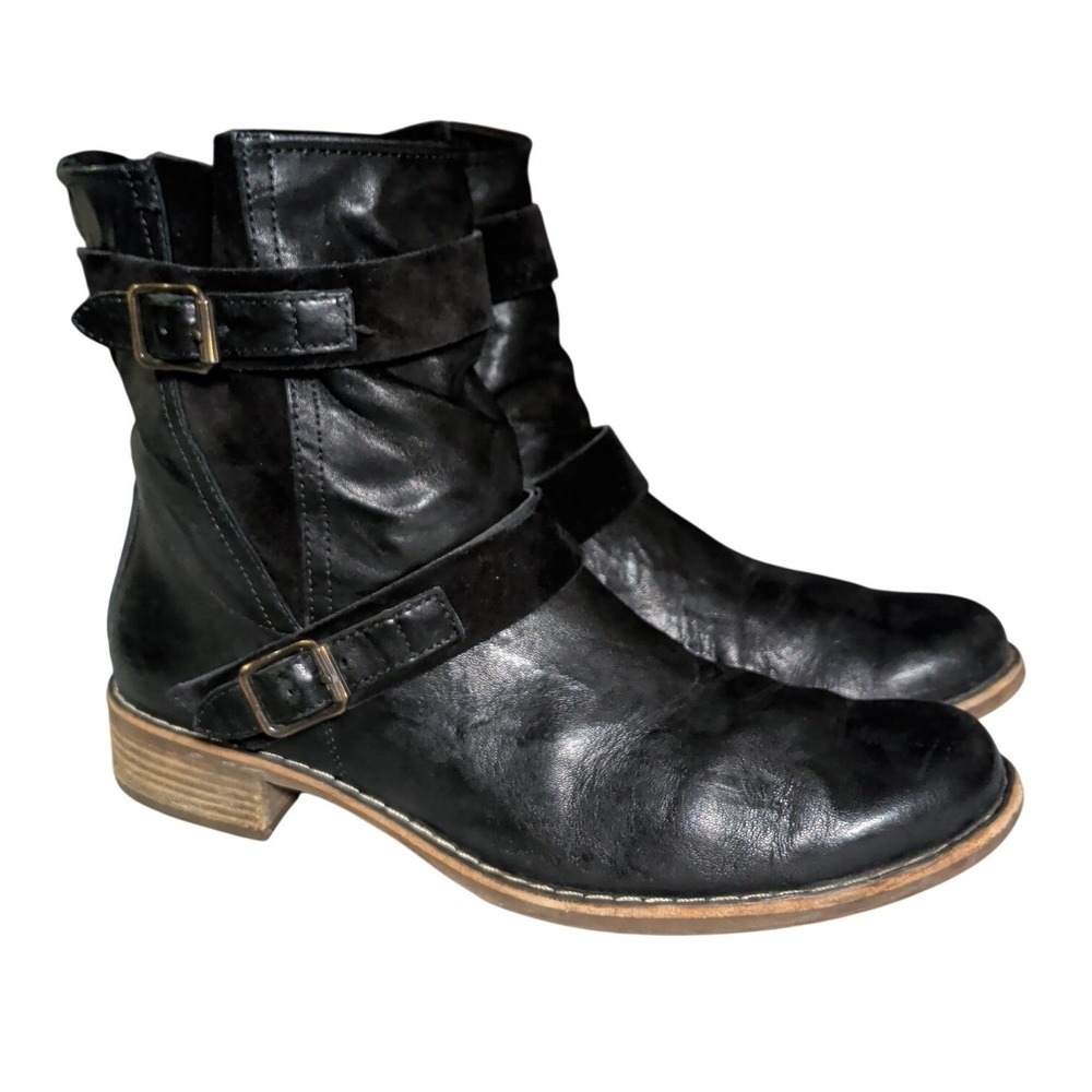 Paul Green Ally Ankle Boots Womens Size US 7.5 - 8 EU 38 Black Leather Biker